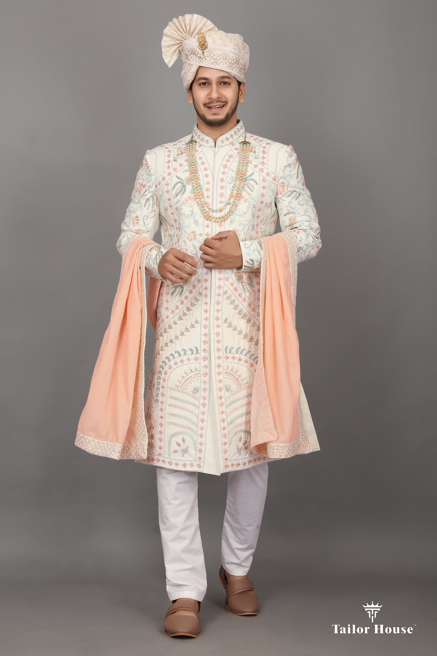 Cream Sherwani Embrodery