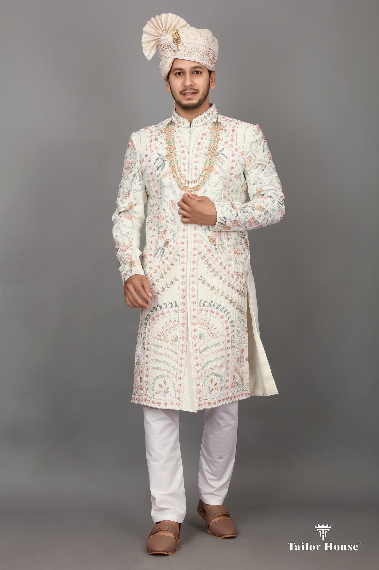 Cream Sherwani Embrodery