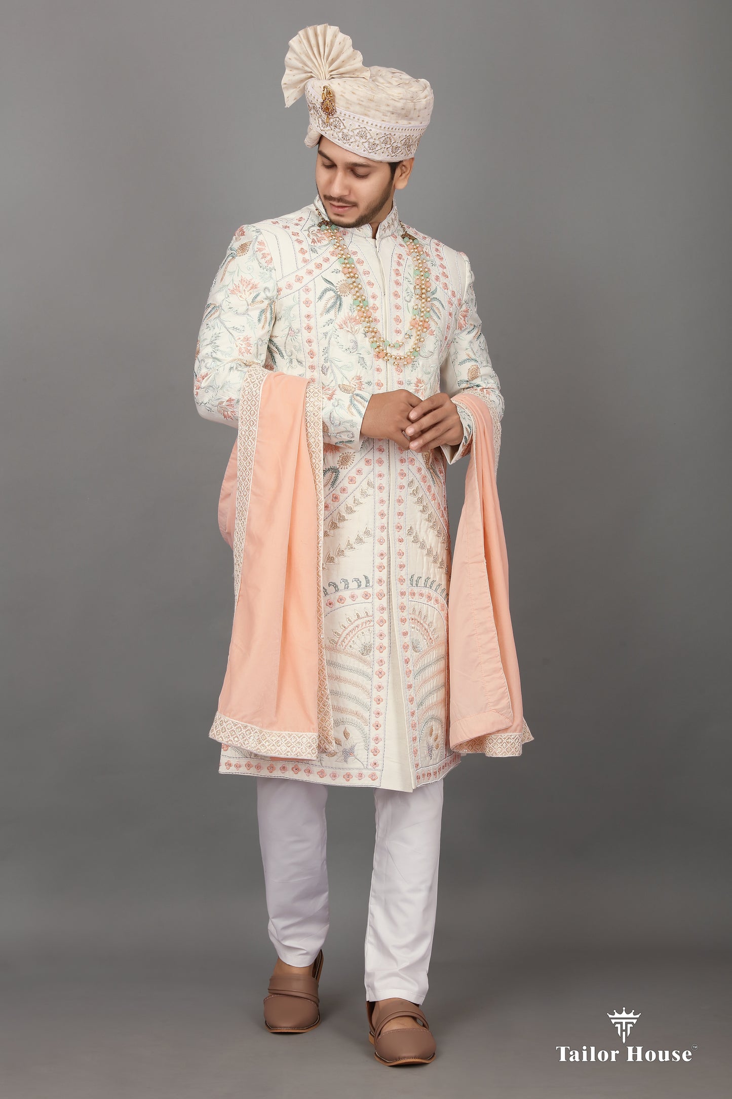 Cream Sherwani Embrodery