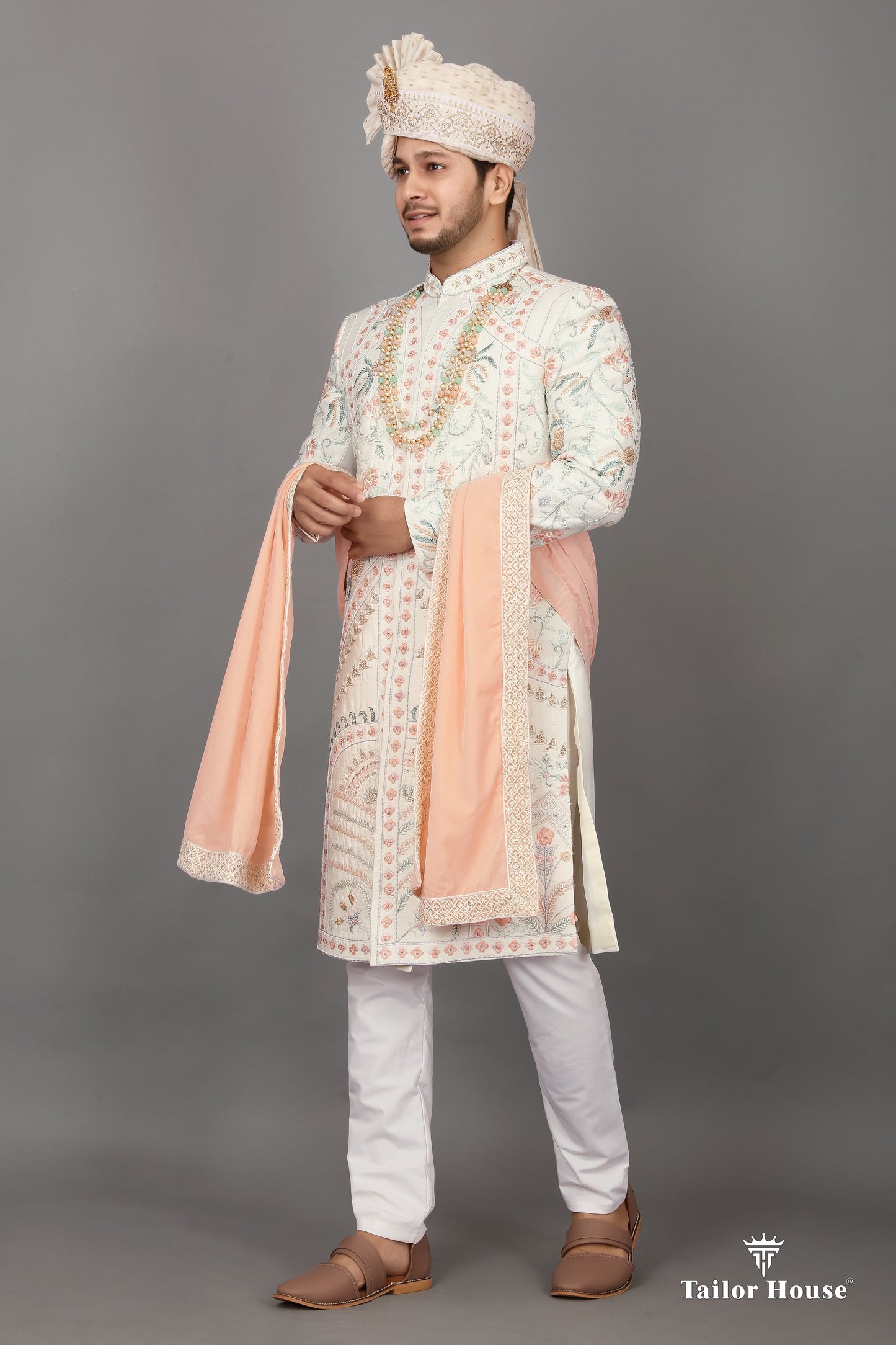 Cream Sherwani Embrodery