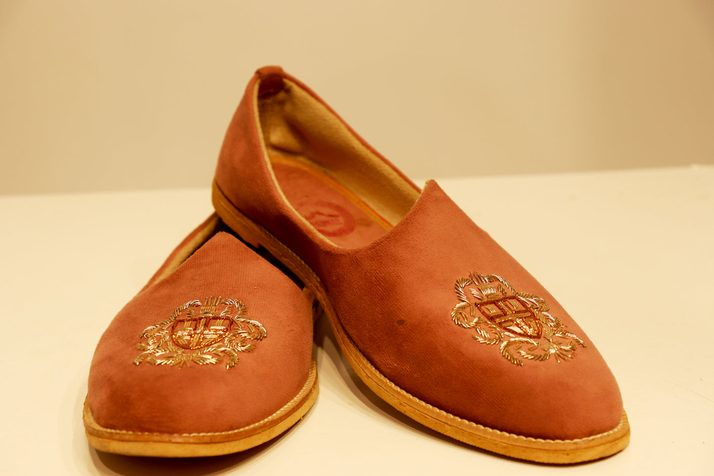 Blush Suede Emblem Shoes