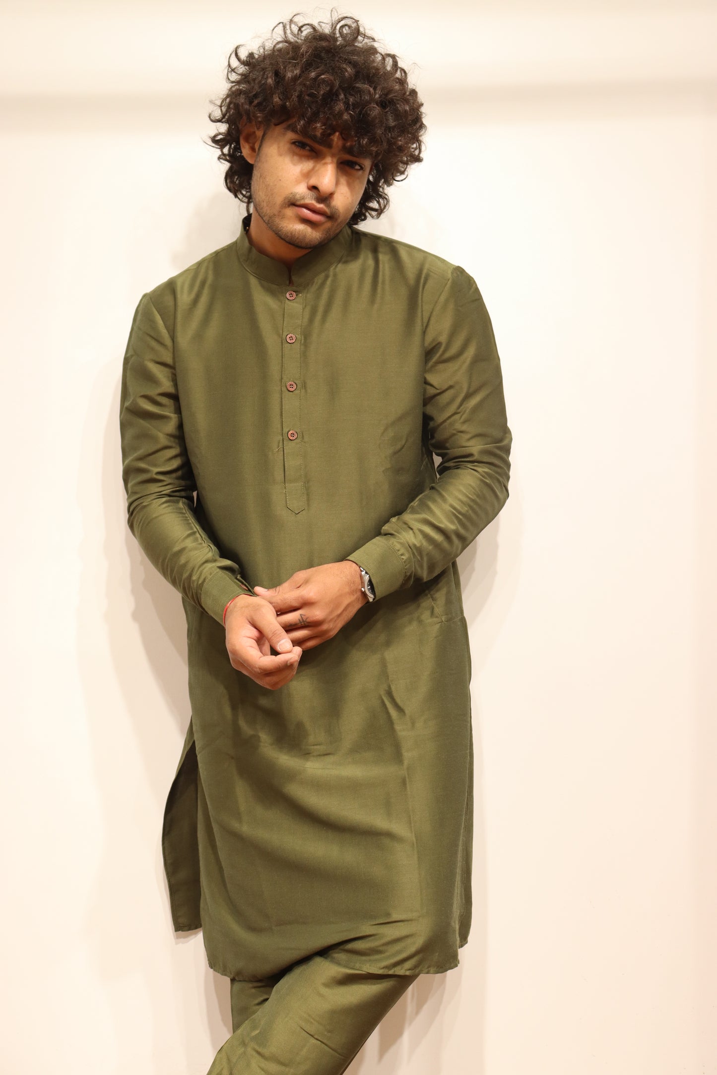 Koti-Kurta Set Olive Green