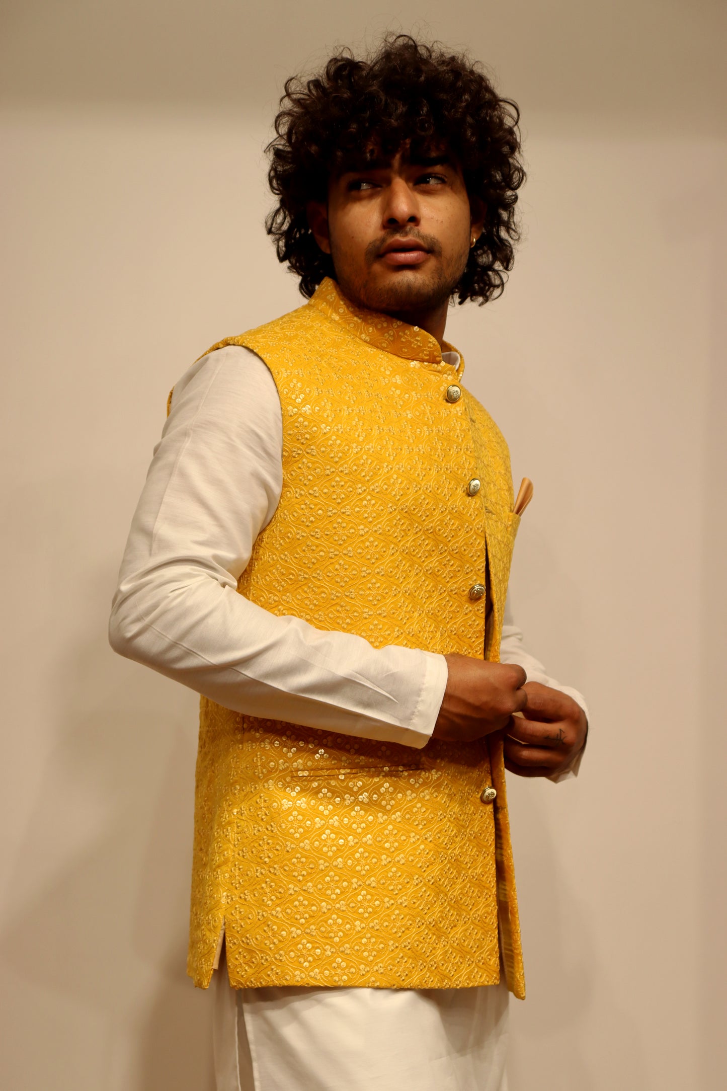 Koti-Kurta Set Yellow