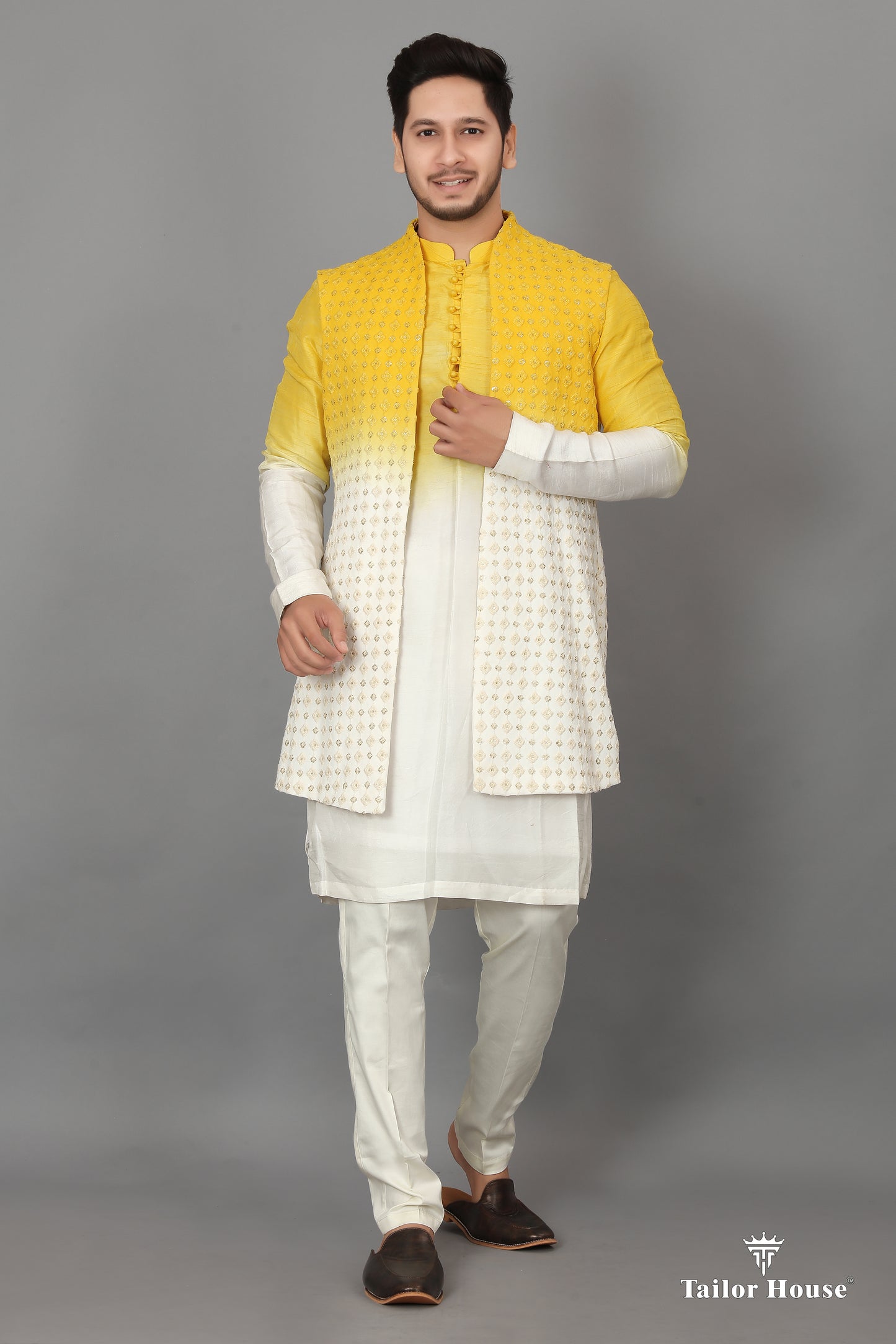 Open Koti Indowestern Sangeet Outfit Yellow