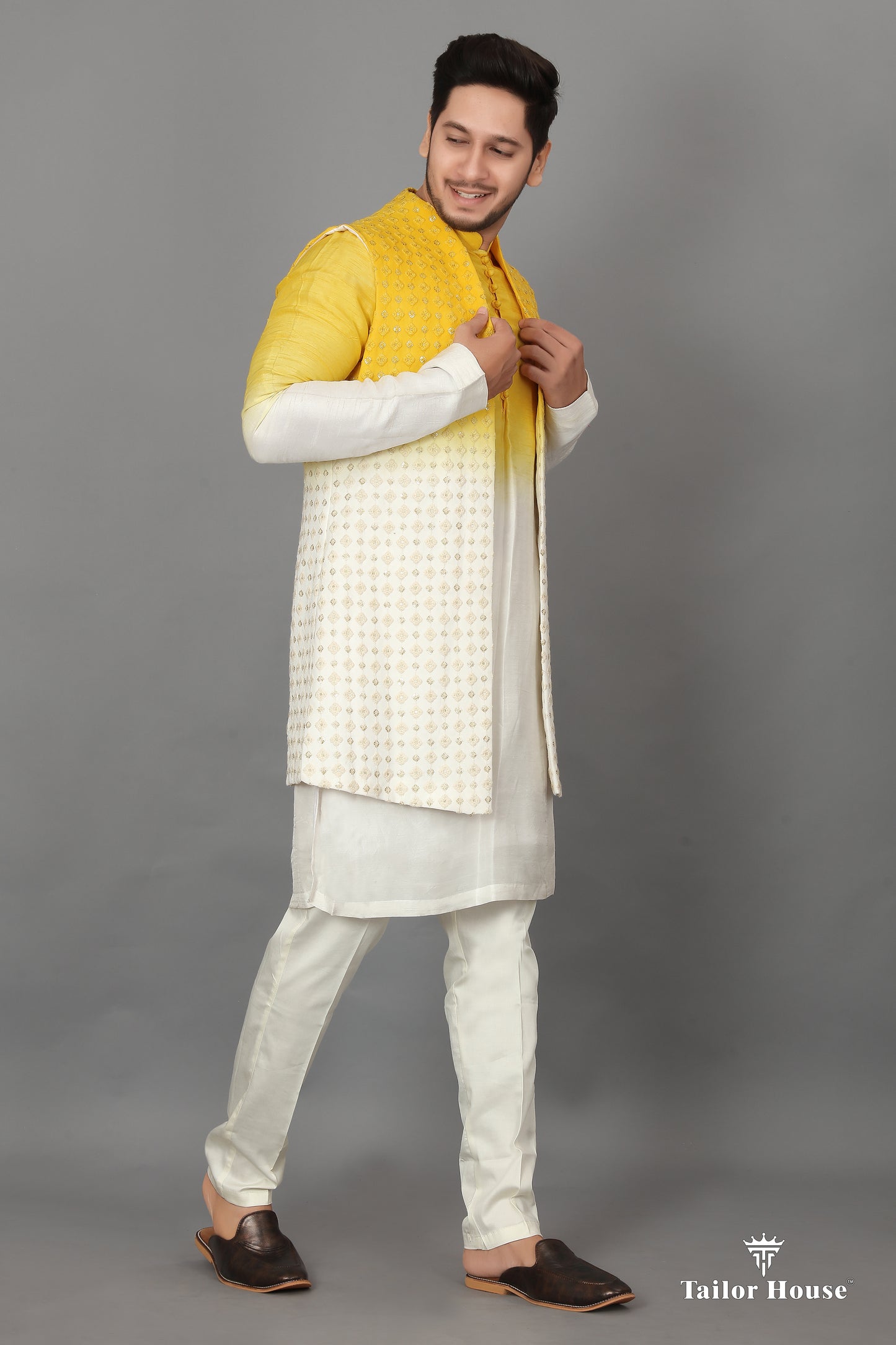 Open Koti Indowestern Sangeet Outfit Yellow