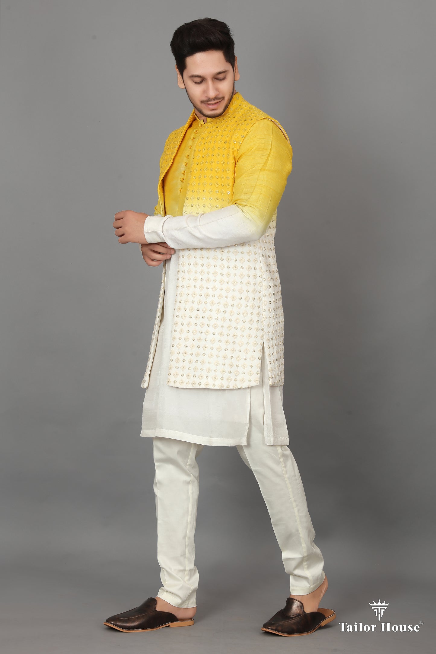 Open Koti Indowestern Sangeet Outfit Yellow