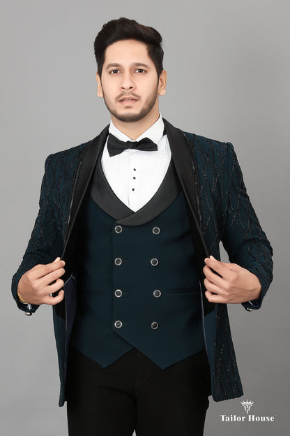 Tuxedo Suit  Peacock Blue