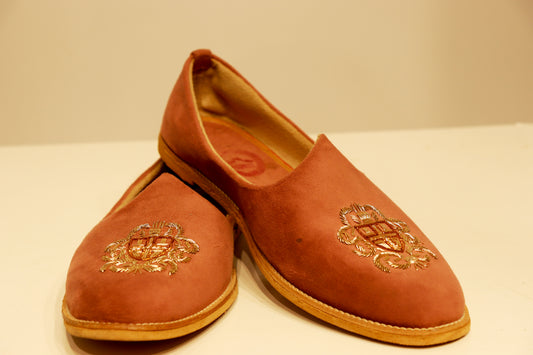 Blush Suede Emblem Shoes