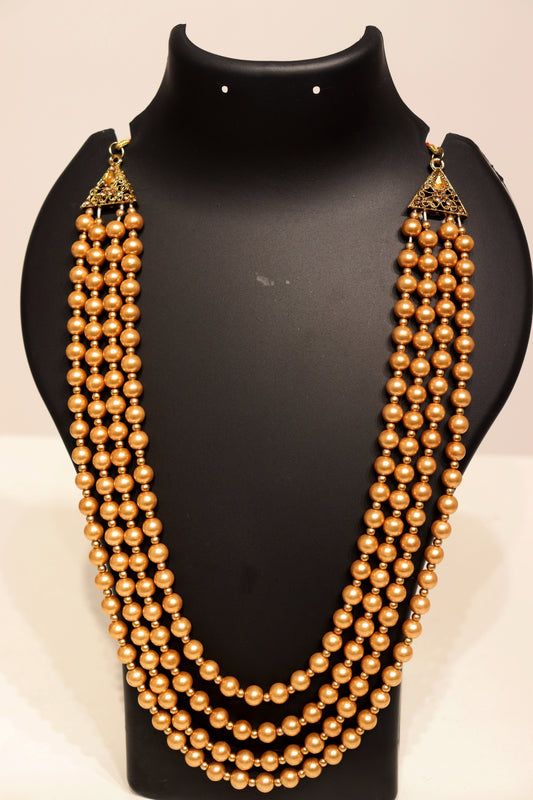 Gold Stone Layered Mala with Stone Embellishments