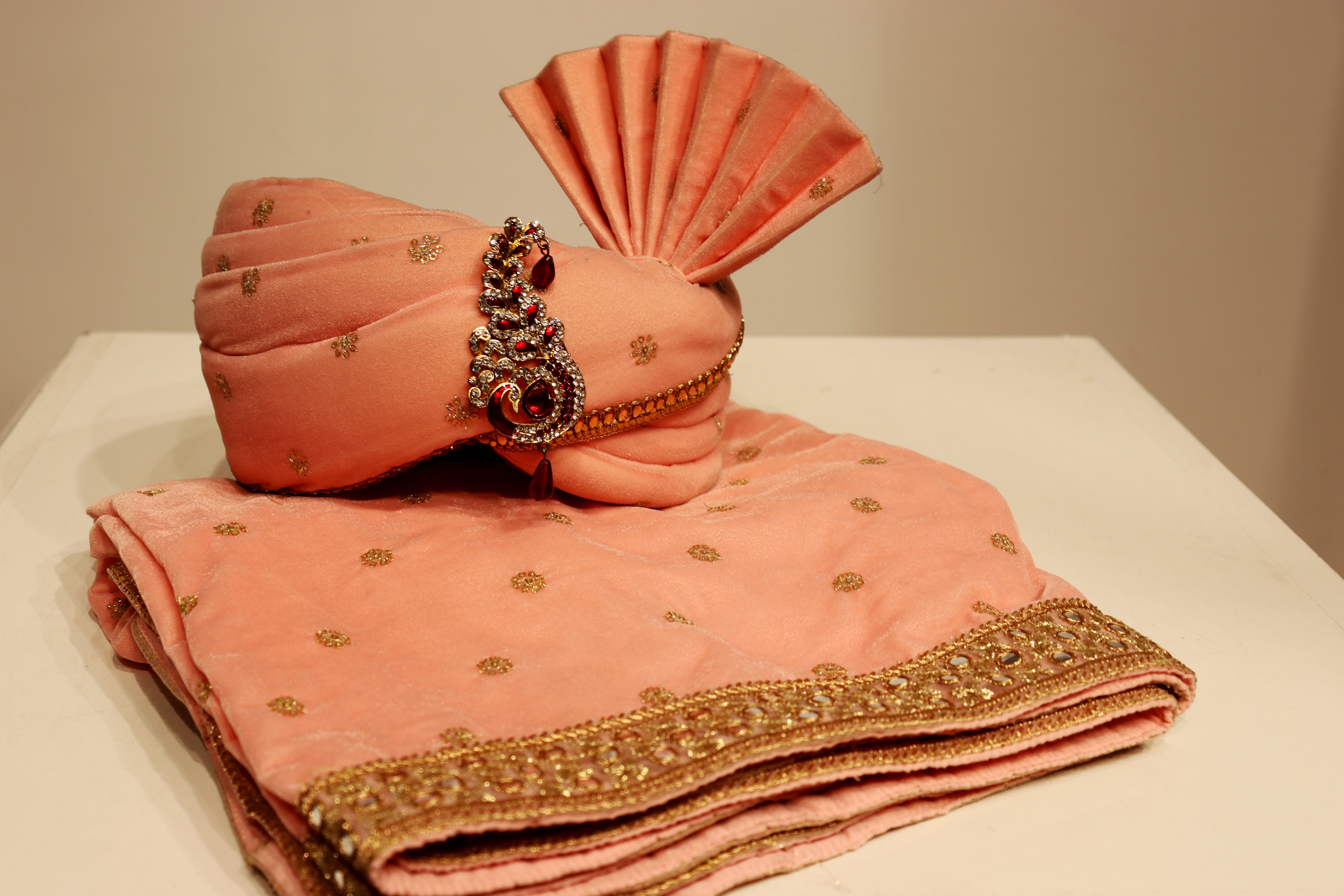 Pink Embroidery Safa & Dupatta