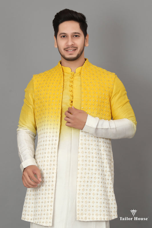 Open Koti Indowestern Sangeet Outfit Yellow